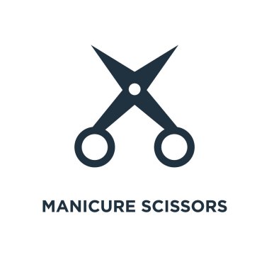 Manikür makası simgesi. Siyah vektör çizim dolu. Beyaz arka plan manikür makası sembolü. Web ve mobil kullanılabilir.