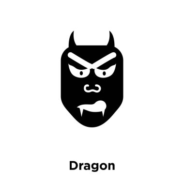Beyaz arka plan, logo şeffaf arka plan, ejderha işareti kavramı üzerinde izole Dragon simge vektör siyah sembol dolu