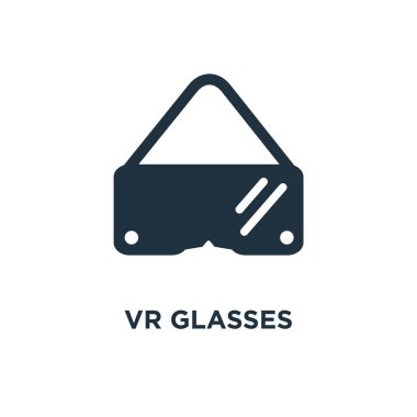 VR gözlük simgesi. Siyah vektör çizim dolu. Beyaz arka plan VR gözlük sembolü. Web ve mobil kullanılabilir.