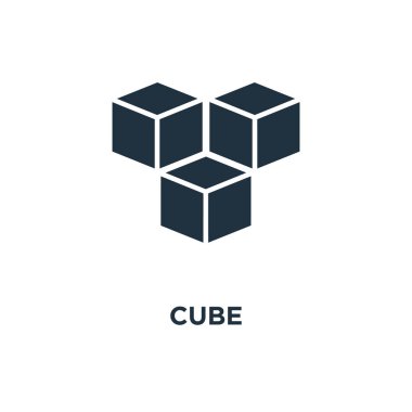 Küp simgesini. Siyah vektör çizim dolu. Beyaz arka plan küp sembolü. Web ve mobil kullanılabilir.