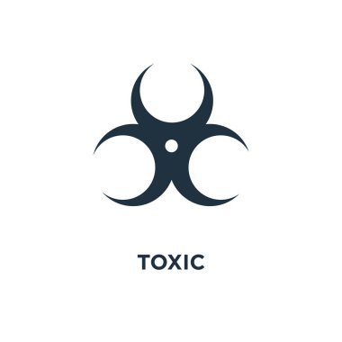 Toksik simgesi. Siyah vektör çizim dolu. Beyaz arka plan toksik sembolü. Web ve mobil kullanılabilir.