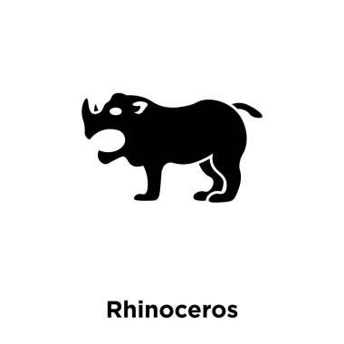 Beyaz arka plan, logo şeffaf arka plan, gergedan işareti kavramı üzerinde izole gergedan simge vektör siyah sembol dolu