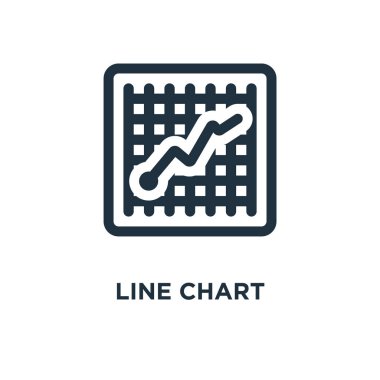 Çizgi grafik simgesini. Siyah vektör çizim dolu. Çizgi grafik sembolü beyaz arka plan. Web ve mobil kullanılabilir.