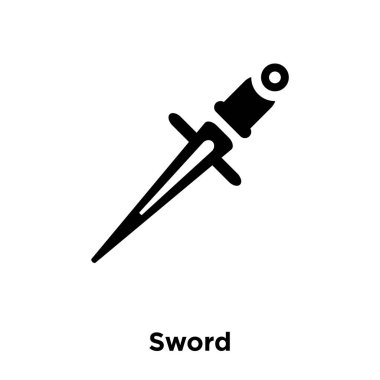 Beyaz arka plan, logo şeffaf arka plan, kılıç işareti kavramı üzerinde izole kılıç simge vektör siyah sembol dolu
