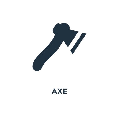 Balta simgesi. Siyah vektör çizim dolu. Beyaz arka plan balta sembolü. Web ve mobil kullanılabilir.