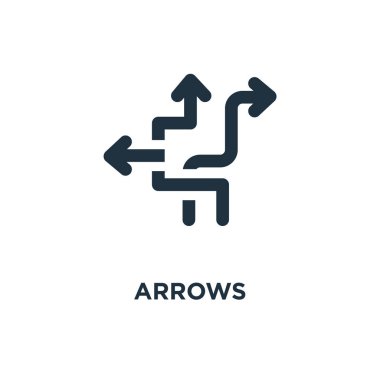 Ok simgesi. Siyah vektör çizim dolu. Beyaz arka plan üzerinde ok sembolü. Web ve mobil kullanılabilir.