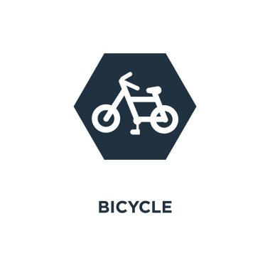 Bisiklet simgesi. Siyah vektör çizim dolu. Beyaz arka plan üzerinde bisiklet sembolü. Web ve mobil kullanılabilir.