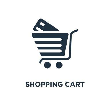 Alışveriş sepeti simgesi. Siyah vektör çizim dolu. Beyaz arka plan alışveriş sepeti sembolü. Web ve mobil kullanılabilir.