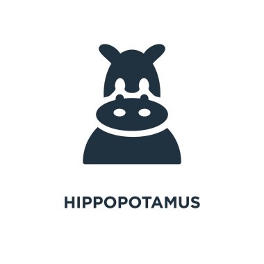 Su aygırı simgesi. Siyah vektör çizim dolu. Beyaz arka plan su aygırı sembolü. Web ve mobil kullanılabilir.