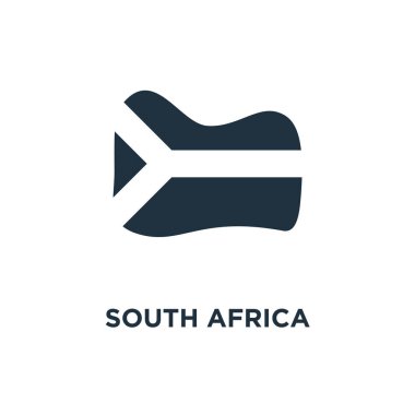 Güney Afrika simgesi. Siyah vektör çizim dolu. Güney Afrika sembolü beyaz arka plan üzerinde. Web ve mobil kullanılabilir.
