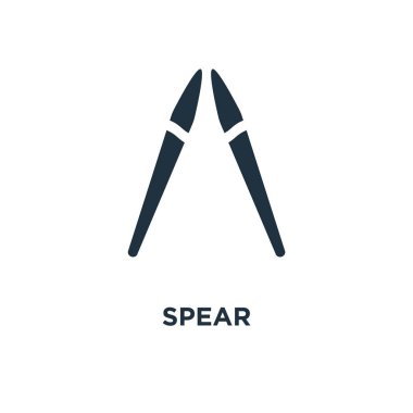 Mızrak simgesi. Siyah vektör çizim dolu. Beyaz arka plan üzerinde mızrak simgesi. Web ve mobil kullanılabilir.