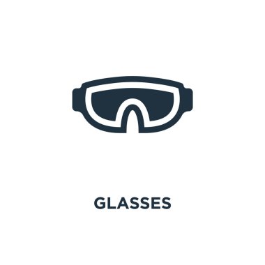 Gözlük simgesi. Siyah vektör çizim dolu. Gözlük simgesi beyaz arka plan üzerinde. Web ve mobil kullanılabilir.