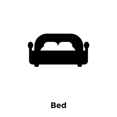 Beyaz arka plan, logo şeffaf arka plan, yatak işareti kavramı üzerinde izole yatak simge vektör siyah sembol dolu