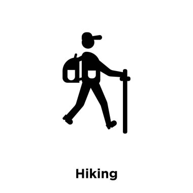 Beyaz arka plan üzerinde izole simge vektör hiking, logo şeffaf arka plan üzerinde işareti Hiking kavramı dolu siyah sembolü