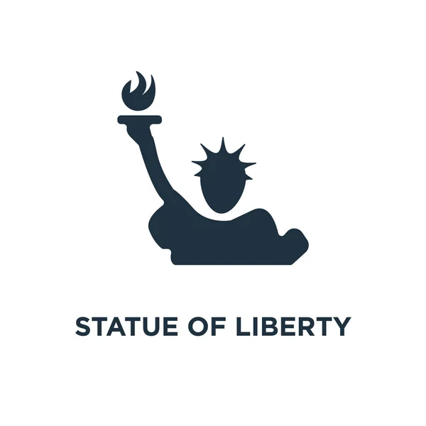 Staty Liberty Ikonen Svart Fyllt Vektorillustration Staty Liberty Symbol Vit — Stock vektor