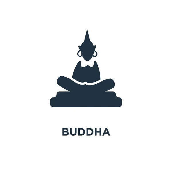 Buddha Ikone Schwarz Gefüllte Vektorabbildung Buddha Symbol Auf Weißem Hintergrund — Stockvektor