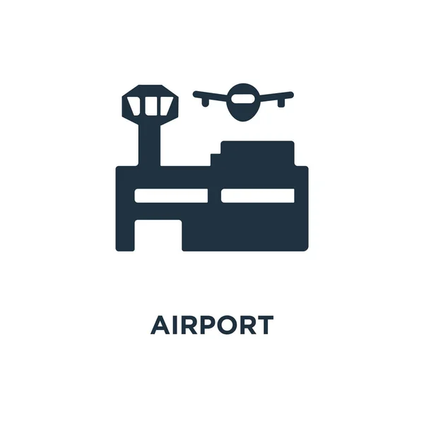 Icono Del Aeropuerto Ilustración Vectorial Negra Símbolo Del Aeropuerto Sobre — Vector de stock