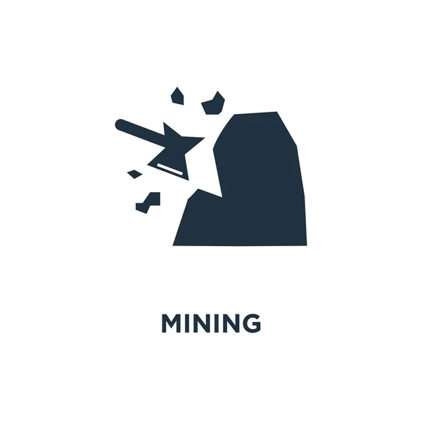 Icono Minero Ilustración Vectorial Negra Símbolo Minero Sobre Fondo Blanco — Vector de stock