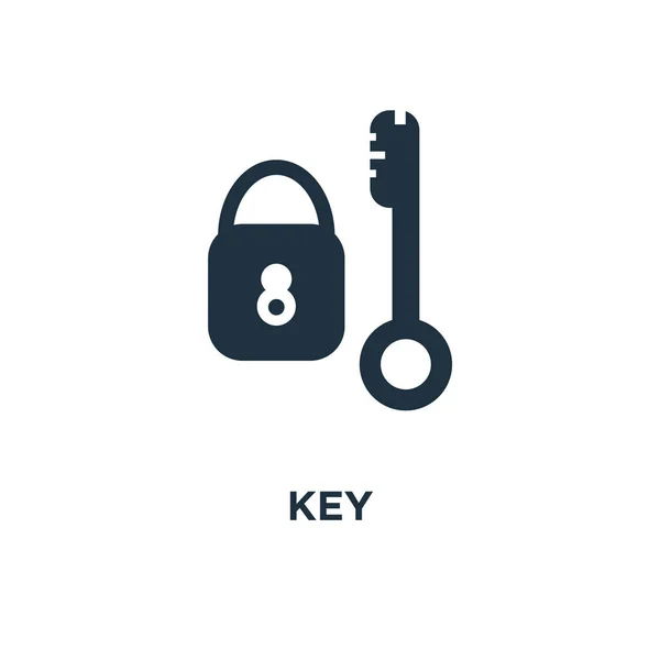 Ikona Klíče Černé Plné Vektorové Ilustrace Symbol Klíče Bílém Pozadí — Stockový vektor