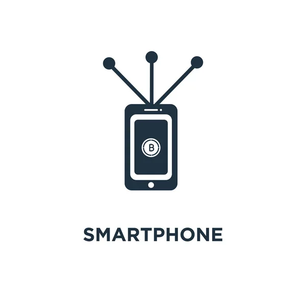 Smartphone Ikonen Svart Fyllt Vektorillustration Smartphone Symbol Vit Bakgrund Kan — Stock vektor