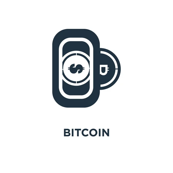Ícone Bitcoin Ilustração Vetorial Cheia Preto Símbolo Bitcoin Fundo Branco —  Vetores de Stock
