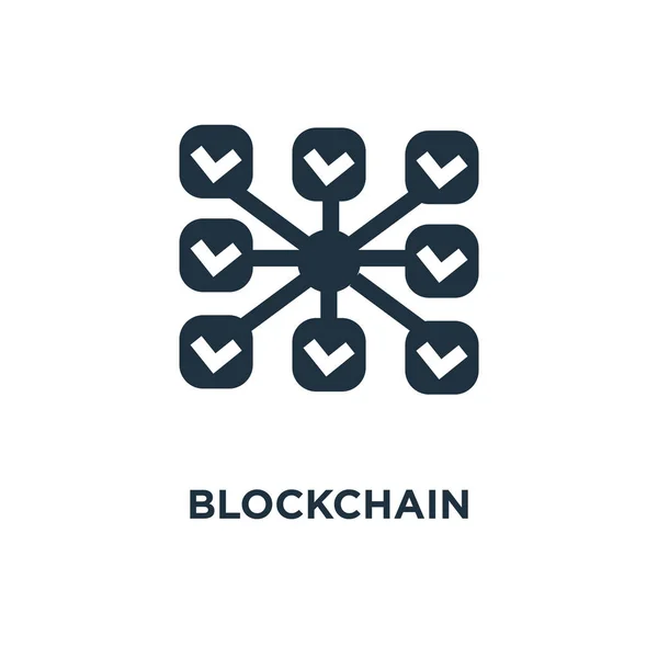 Blockchain Symbol Schwarz Gefüllte Vektorabbildung Blockchain Symbol Auf Weißem Hintergrund — Stockvektor