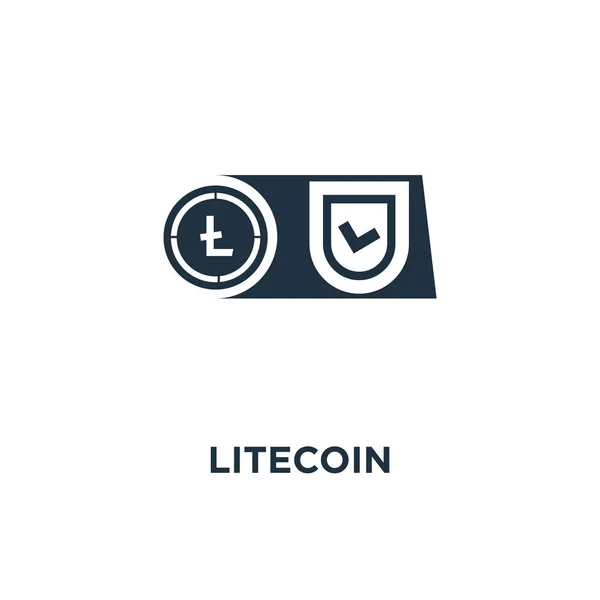 Litecoin Ikonen Svart Fyllt Vektorillustration Litecoin Symbol Vit Bakgrund Kan — Stock vektor