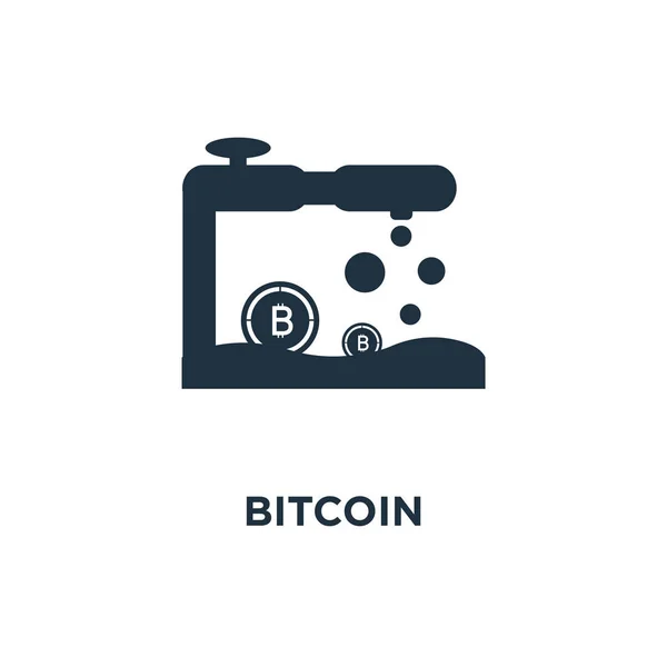 Bitcoin Pictogram Zwarte Gevuld Vectorillustratie Bitcoin Symbool Witte Achtergrond Kan — Stockvector