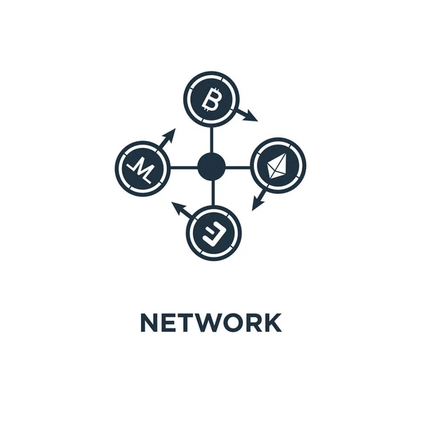Netzwerk Symbol Schwarz Gefüllte Vektorabbildung Netzwerk Symbol Auf Weißem Hintergrund — Stockvektor