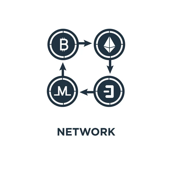Netzwerk Symbol Schwarz Gefüllte Vektorabbildung Netzwerk Symbol Auf Weißem Hintergrund — Stockvektor