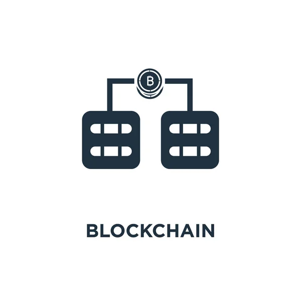 Blockchain Ikona Černé Plné Vektorové Ilustrace Blockchain Symbol Bílém Pozadí — Stockový vektor