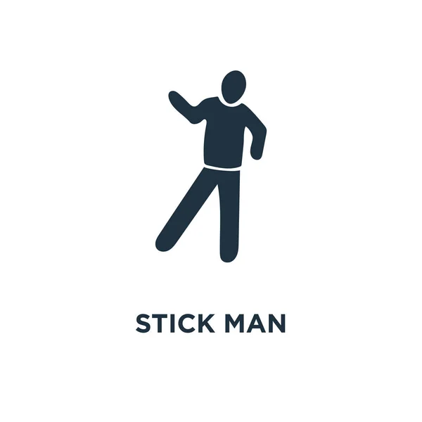Stick Man Excersicing Icon Inglês Ilustração Vetorial Cheia Preto Stick — Vetor de Stock
