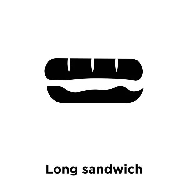 長いサンドイッチ アイコン ベクトル白い背景に分離された 透明な背景 塗りつぶし黒シンボル サインオン長いサンドイッチのロゴのコンセプト — ストックベクタ