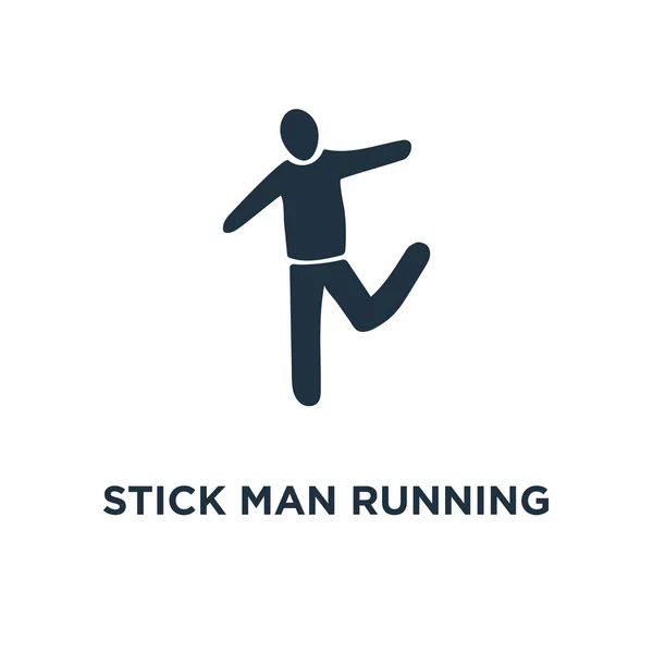 Stick Man Running Ikona Černé Plné Vektorové Ilustrace Stick Man — Stockový vektor
