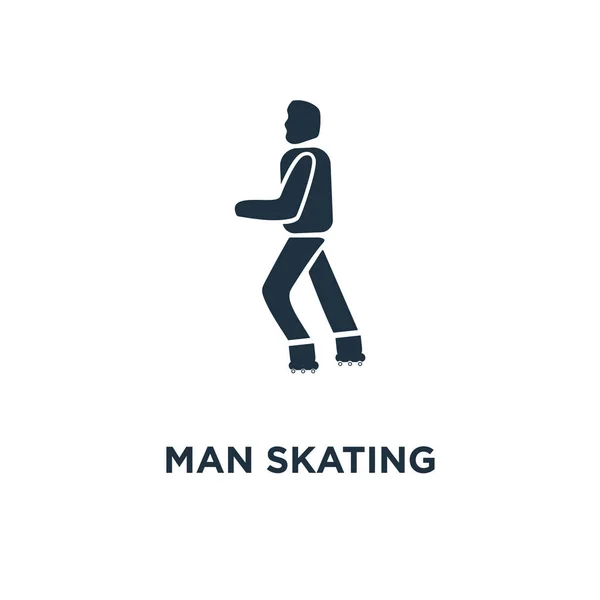 Ícone Patinagem Ilustração Vetorial Cheia Preto Homem Skating Símbolo Fundo —  Vetores de Stock