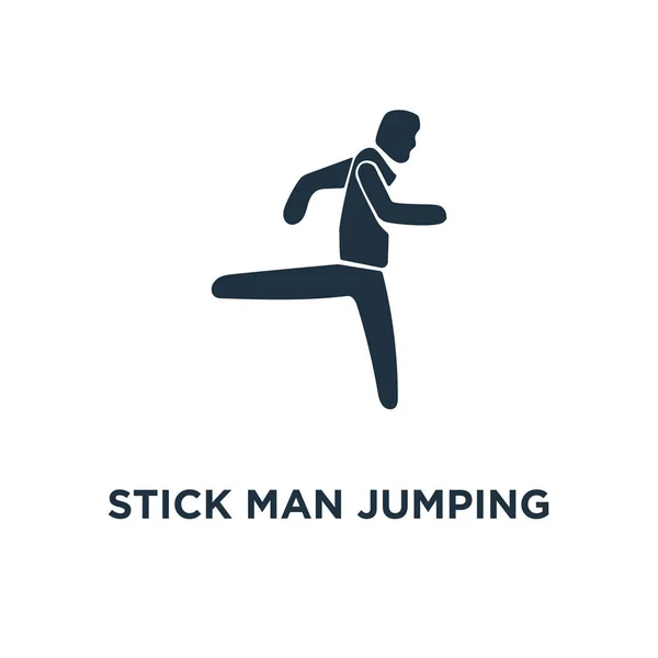 Ícone Salto Stick Man Ilustração Vetorial Cheia Preto Stick Man — Vetor de Stock