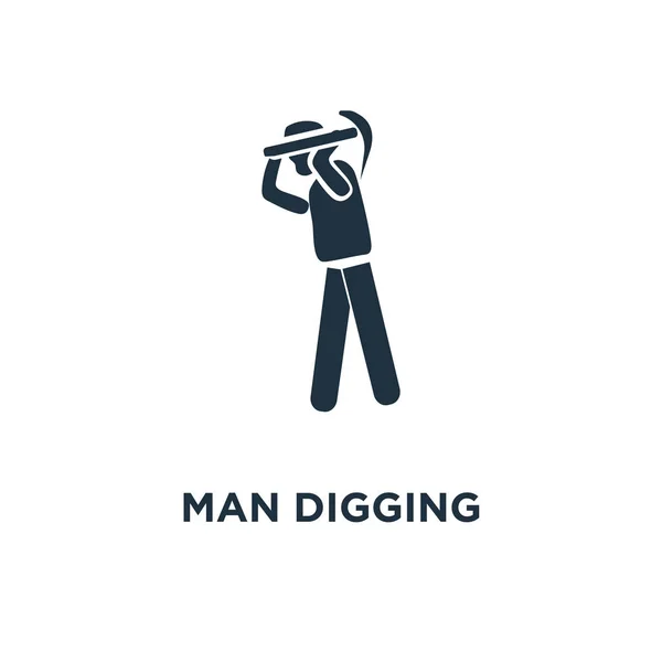 Hombre Cavando Icono Ilustración Vectorial Negra Hombre Excavando Símbolo Sobre — Vector de stock
