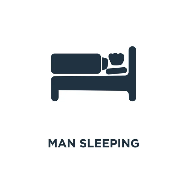 Hombre Dormir Icono Ilustración Vectorial Negra Hombre Símbolo Dormido Sobre — Vector de stock
