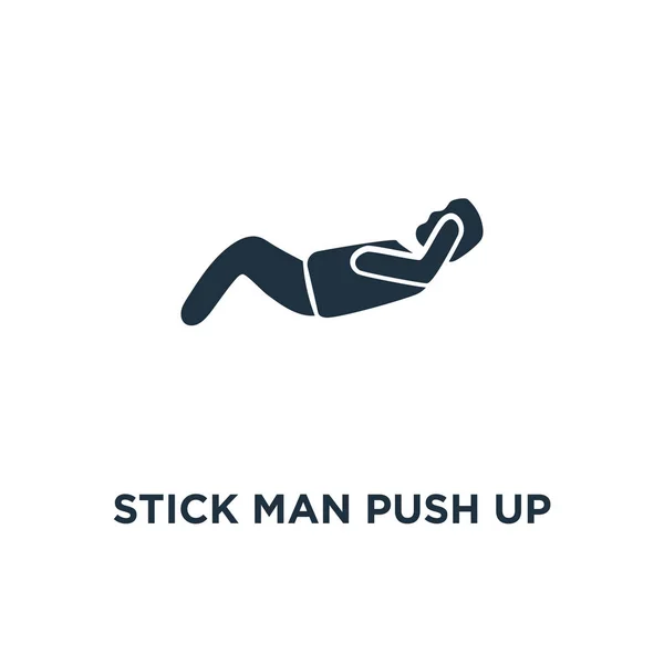 Stick Man Push Icona Illustrazione Vettoriale Riempita Nera Bastone Uomo — Vettoriale Stock