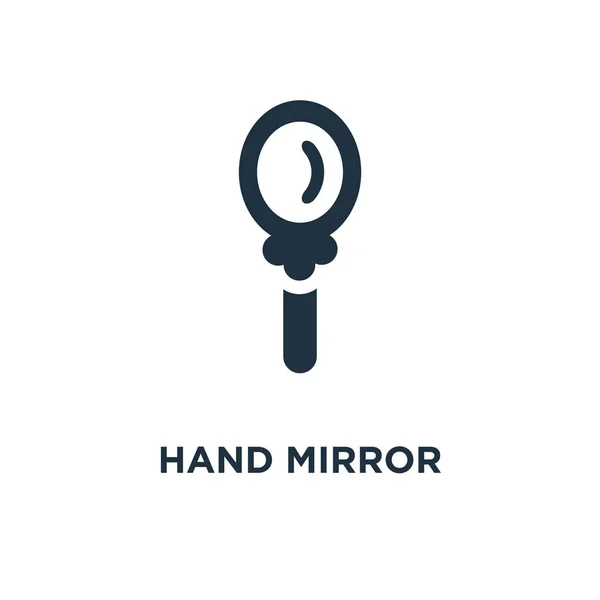 Ícone Espelho Mão Ilustração Vetorial Cheia Preto Espelho Mão Símbolo — Vetor de Stock