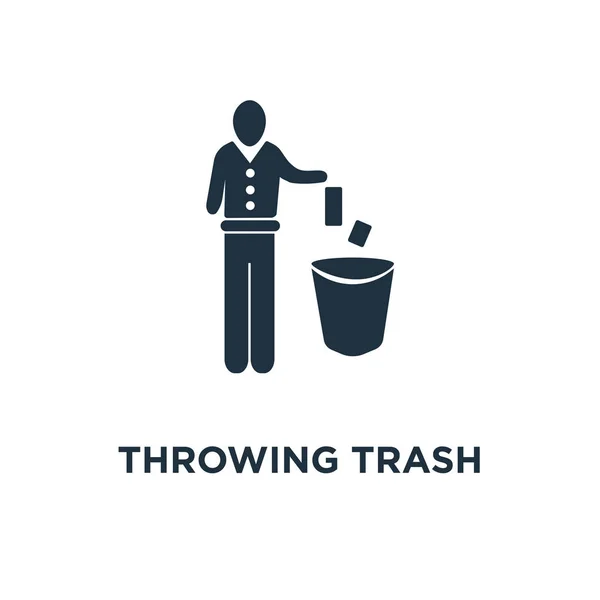 Throwing Trash Icon Black Filled Vector Illustration Throwing Trash Symbol — Stock Vector