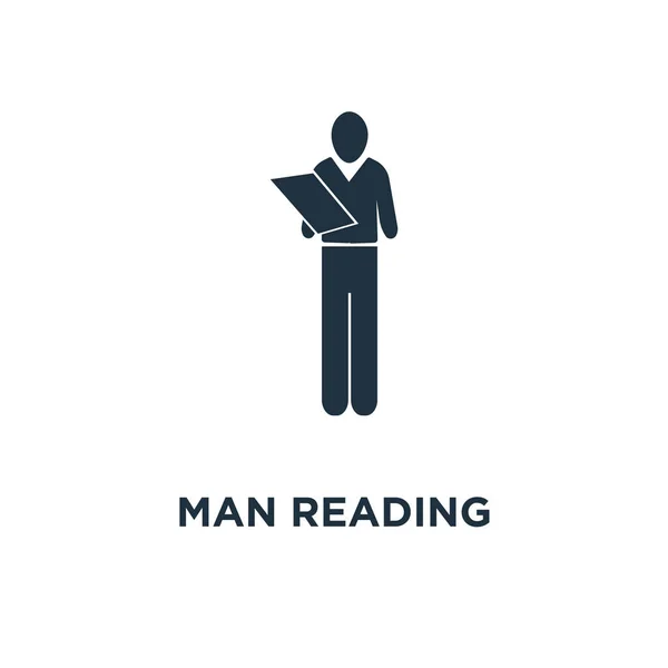 Hombre Leyendo Icono Del Periódico Ilustración Vectorial Negra Hombre Leyendo — Vector de stock