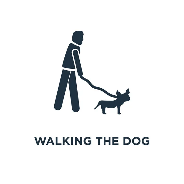 Icono Paseando Perro Ilustración Vectorial Negra Paseando Símbolo Del Perro — Vector de stock