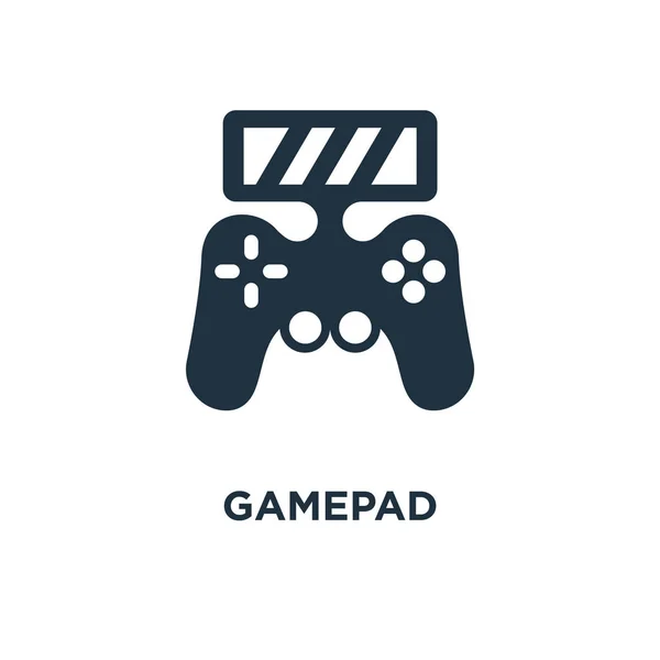 Gamepad Ikonen Svart Fyllt Vektorillustration Gamepad Symbol Vit Bakgrund Kan — Stock vektor