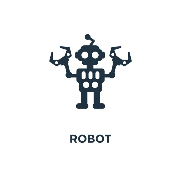 Robot Pictogram Zwarte Gevuld Vectorillustratie Robot Symbool Witte Achtergrond Kan — Stockvector