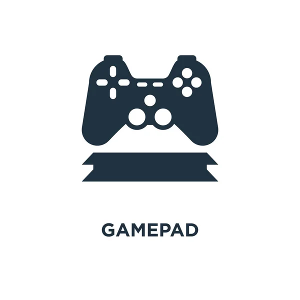 Gamepad Icon Black Filled Vector Illustration Gamepad Symbol White Background — Stock Vector