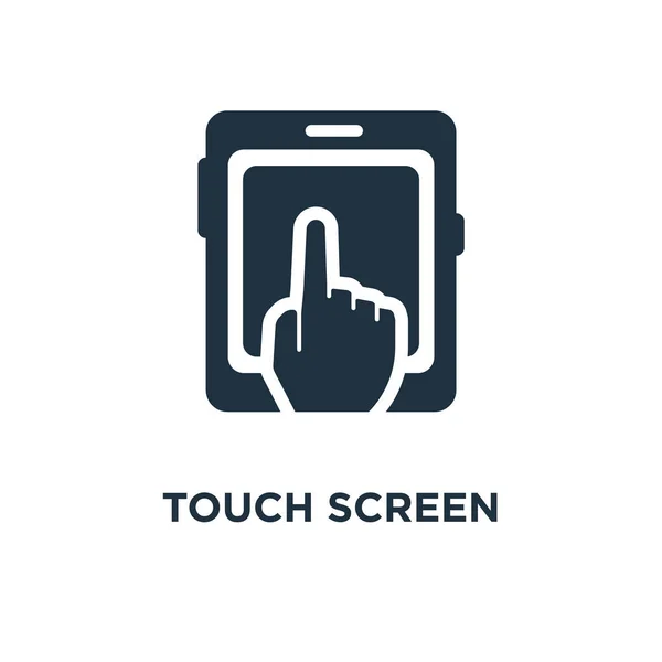 Touch Scherm Icoon Zwarte Gevuld Vectorillustratie Touch Scherm Symbool Witte — Stockvector