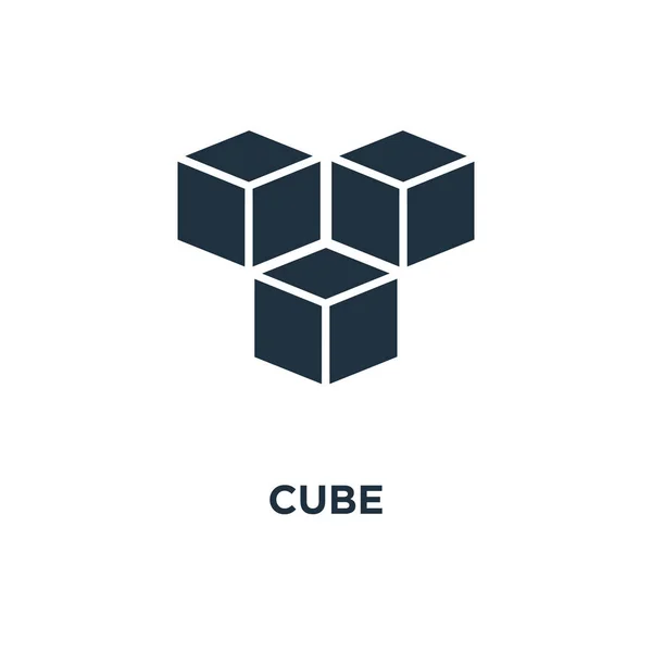 Ícone Cubo Ilustração Vetorial Cheia Preto Símbolo Cubo Sobre Fundo — Vetor de Stock