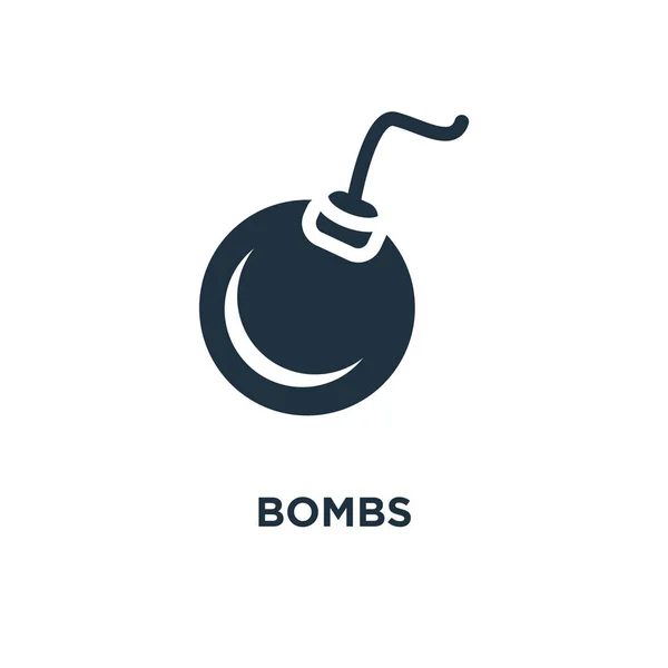 Ikona Bomby Černé Plné Vektorové Ilustrace Bomby Symbol Bílém Pozadí — Stockový vektor