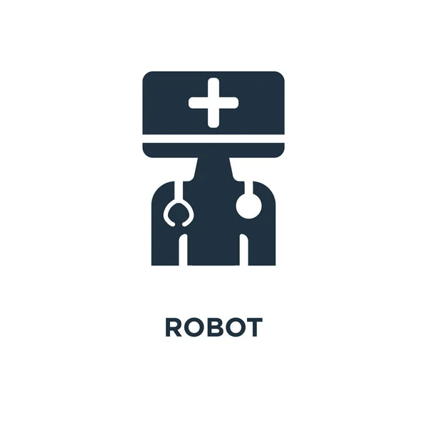 Roboter Ikone Schwarz Gefüllte Vektorabbildung Roboter Symbol Auf Weißem Hintergrund — Stockvektor